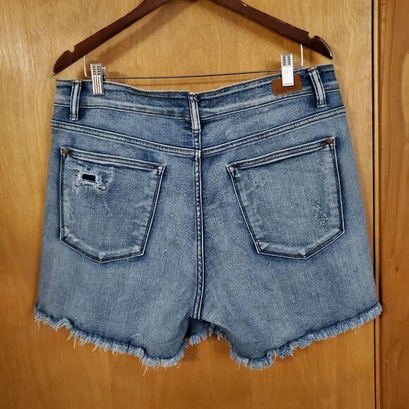 Judy Blue Distressed Cutoff Jean Shorts Womens Plus Size 1XL EUC Stretchy - Picture 3 of 4